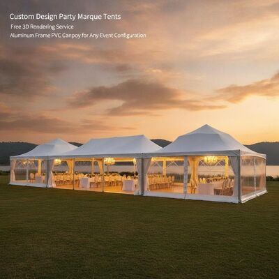 comprare Tende per tendoni per feste dal design personalizzato Servizio di rendering 3D gratuito Tettoia in PVC con struttura in alluminio per qualsiasi configurazione di eventi fabbricazione online