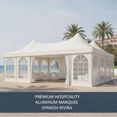 comprare Premium Hospitality Aluminum Party Marquee Tent Rivestimento di qualità marina per hotel spagnoli Resorts Beach Club fabbricazione online