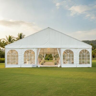 comprare Luogo di matrimonio di lusso Tenda di marchiata Indonesia Elegante Pavilione di eventi in PVC Bianco In alluminio Figura TUV Certificato per cerimonie all'aperto fabbricazione online