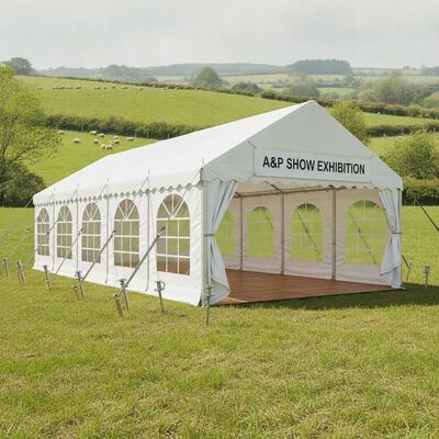 comprare Tenda per feste per spettacoli agricoli. Stand espositivo A&P della Nuova Zelanda con ancoraggio a pavimento per carichi pesanti fabbricazione online