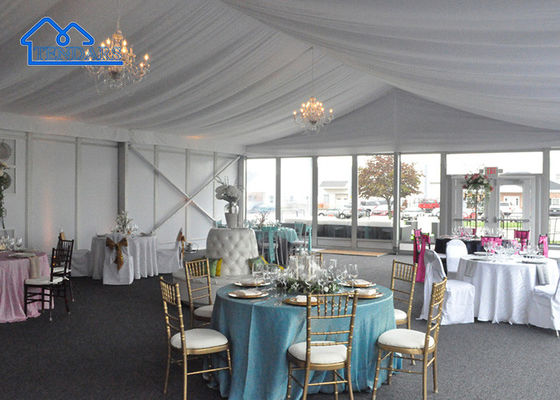 Tenda per fiere all'aperto con struttura in alluminio a prova di raggi ultravioletti, parete in vetro, tenda per matrimoni, tenda per tendone per eventi
