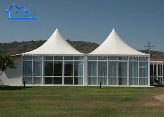 Tenda in alluminio in PVC bianco per feste di grandi dimensioni, con alto picco, per matrimoni, feste, eventi e così via.