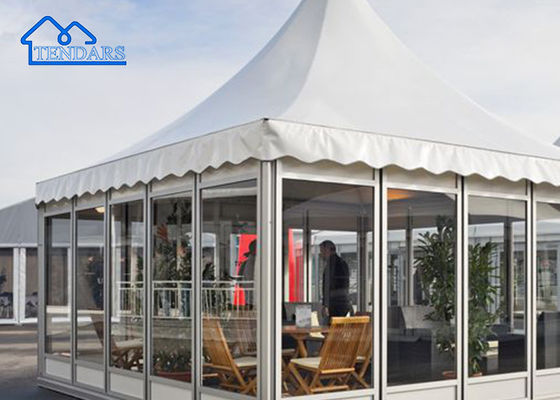 Tenda esterna calda Pop, festa durevole Tenda pagoda con parete di vetro struttura commerciale esterna