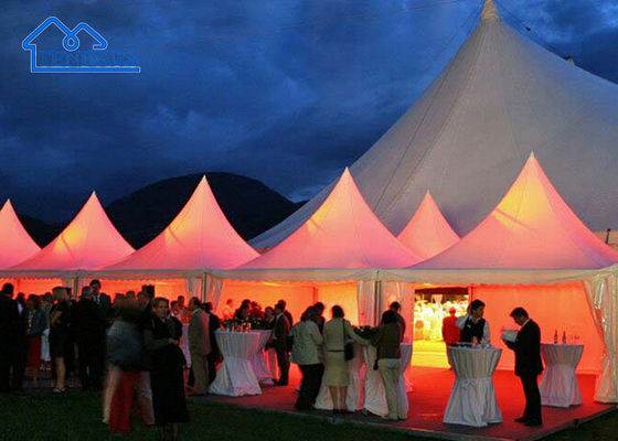 Tenda Pagoda in alluminio 6x6m con montaggio rapido 6061/T6 Telaio in alluminio Elegante PVC bianco per celebrazioni VIP #2077
