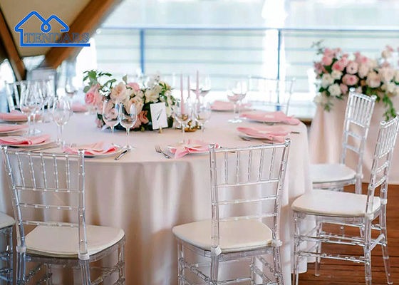 Sedie per eventi in resina personalizzate Sedie da pranzo in plastica trasparente per matrimoni e banchetti accessori per tende
