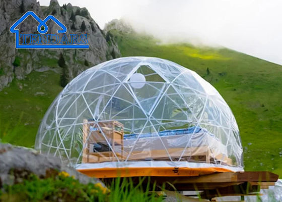 Casa di bolle con telaio d'acciaio, sala da pranzo all'aperto, trampolino rotondo da 3 metri, tenda gonfiabile a cupola in vendita.