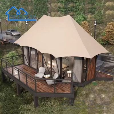 Residenza impermeabile Tenda con telaio in acciaio Famiglia Safari Hotel Lodge Tenda con bagno