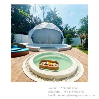 Acqua resistente all'aria aperta, resistente al fuoco, resistente ai raggi UV tenda glamping domo casa con bagno per hotel resort