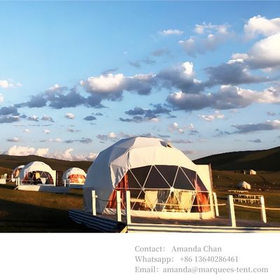 Tetto in PVC riscaldato Eco Prefab trasparente lusso e comfort Hemispherical Hotel Dome Glamping Tent