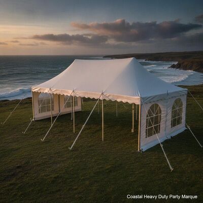 Tenda da festa pesante costiera con telaio in lega di alluminio di grado marino 6061-T6 e copertura in PVC 850 gm trattata anti-fungo per resistenza al vento a 100 km/h