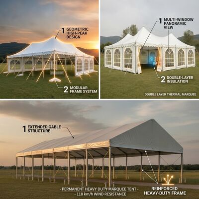 6x12m Grand Hard Pressed Aluminum Alloy 6061/T6 Party Marquee Tent Anchor System Rifugio per eventi all'aperto