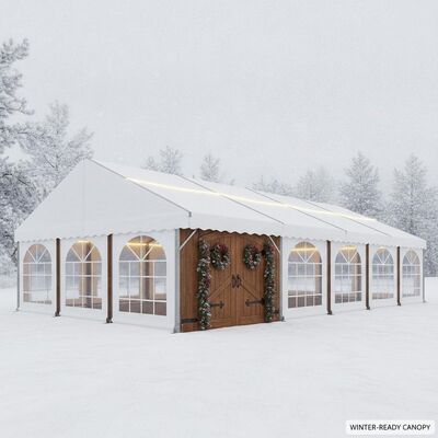 Tenda per tendoni per feste, mercatino di Natale, pronto per l'inverno, struttura a baldacchino in stile europeo, isolata per carico di neve