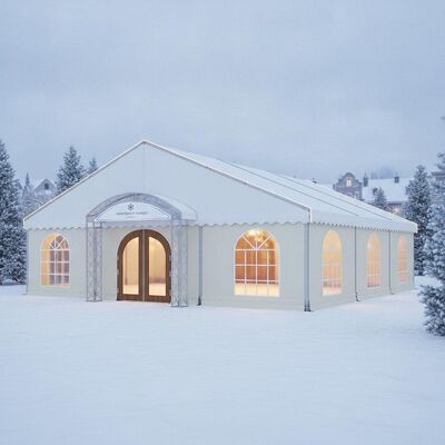 Tenda per tendoni per feste, mercatino di Natale, pronto per l'inverno, struttura a baldacchino in stile europeo, isolata per carico di neve