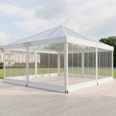 Sistema di tende per tendoni per feste con finestre panoramiche in PVC trasparente Visualizzazione chiara Struttura della tettoia espositiva per bancarelle del mercato europeo