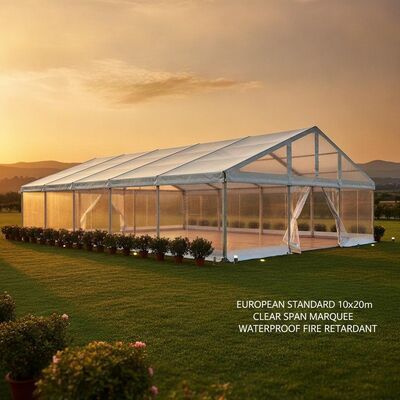 Standard europeo 10x20m Clear Span Aluminum Party Marquee Tent impermeabile ignifugio