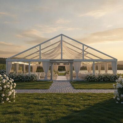 Lusso 12x25m Clear Span Festa di nozze Tenda per tendoni Pannelli a parete in vetro Telaio in alluminio Struttura per eventi europei