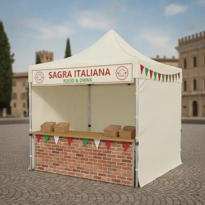 Portabile Pop Up Folding Party Marquee Tent Aluminium Quick Setup Italian Sagra Food Festival Mercato Stall Canopy