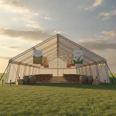 Tenda per feste resistente per festival, telaio in alluminio rinforzato, ancoraggio anti-tempesta, riparo per eventi di vino e musica italiana