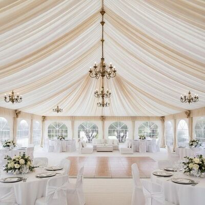 Tende interne di lusso per tende per tendoni per feste di matrimonio in alluminio bianco per eventi di celebrazioni di matrimoni spagnoli