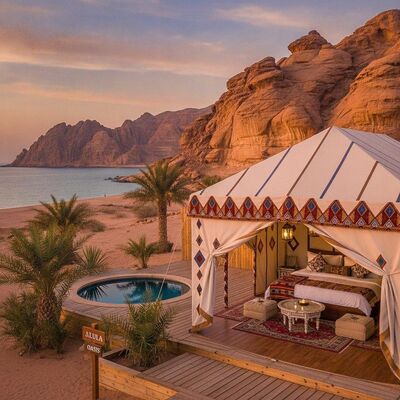 Luxury Desert Camp Resort Glamping Marquee Tent Bedouin Heritage Design per il turismo ecologico saudita Mar Rosso AlUla