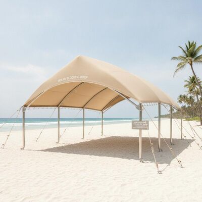 Beach Club Marquee Tent con tetto anti-UV al 98% e 316 hardware in acciaio inossidabile di grado marino per un rating di tempesta tropicale a 130 km/h