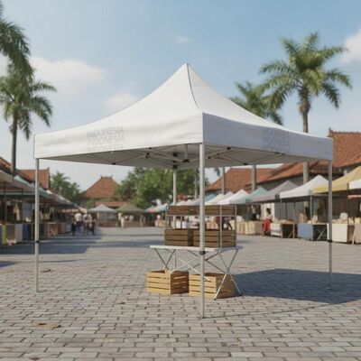 Tenda da festa pieghevole portatile Indonesia Tettoia di installazione rapida Riparo UV impermeabile in alluminio per bancarella del mercato ambulante
