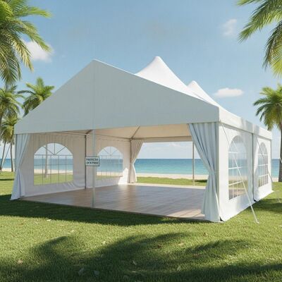Tenda per tendone per feste resistente ai raggi UV, tettoia in PVC ignifugo per rifugio per eventi climatici tropicali in Brasile