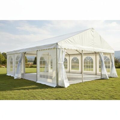 Tenda da festa a gazebo in PVC per impieghi gravosi con pareti laterali rimovibili e padiglione esterno con telaio in acciaio