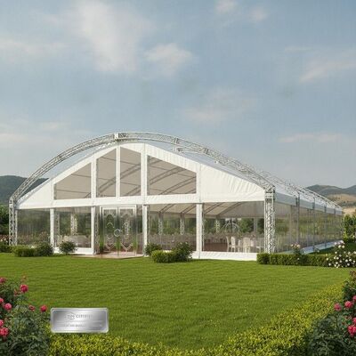 Tenda per tendone per feste di lusso di grandi dimensioni, padiglione per banchetti in alluminio PVC certificato TUV a doppio strato, Uzbekistan