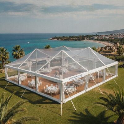 Tenda per tendone per feste con telaio rinforzato antivento Eventi all'aperto costieri Fornitore della stagione dei matrimoni in Turchia
