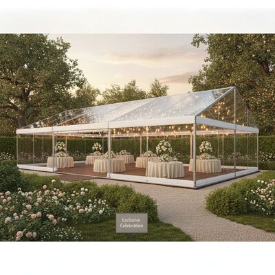 Tenda a padiglione con telaio in alluminio su misura, dimensioni personalizzate, realizzata per eventi esclusivi di celebrazione in giardino