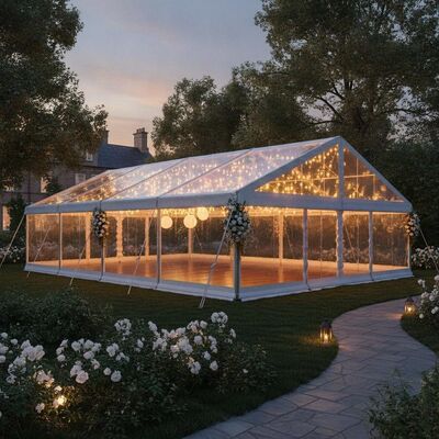 Pacchetto illuminazione LED per tenda da festa con struttura in alluminio per matrimoni serali e feste in giardino